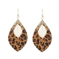 1 Pair Retro Ethnic Style Leaf Pu Leather Gold Plated Drop Earrings sku image 2