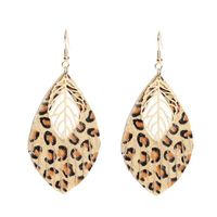 1 Pair Retro Ethnic Style Leaf Pu Leather Gold Plated Drop Earrings sku image 1