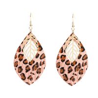 1 Pair Retro Ethnic Style Leaf Pu Leather Gold Plated Drop Earrings main image 2