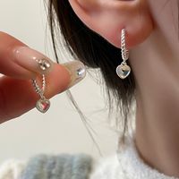 1 Pair Simple Style Heart Shape Inlay Sterling Silver Moonstone Drop Earrings main image 1