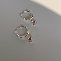 1 Pair Simple Style Heart Shape Inlay Sterling Silver Moonstone Drop Earrings main image 4