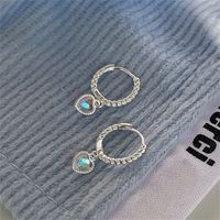 1 Pair Simple Style Heart Shape Inlay Sterling Silver Moonstone Drop Earrings sku image 1