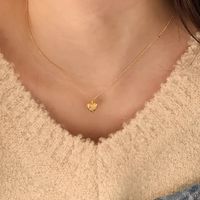 Titanium Steel Copper Sweet Plating Inlay Heart Shape Artificial Diamond Pendant Necklace main image 3