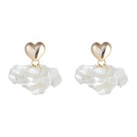 1 Pair Sweet Heart Shape Flower Plating Arylic Alloy Drop Earrings main image 5