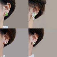 1 Pair Fairy Style Sweet C Shape Heart Shape Flower Imitation Pearl Alloy Earrings main image 4