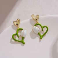 1 Pair Fairy Style Sweet C Shape Heart Shape Flower Imitation Pearl Alloy Earrings sku image 8