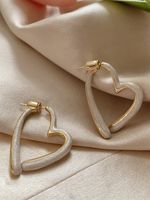 1 Pair Sweet Heart Shape Enamel Copper Hoop Earrings main image 5