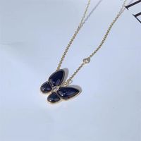 Simple Style Bow Knot Titanium Steel Inlay Agate Pendant Necklace sku image 3