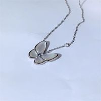 Simple Style Bow Knot Titanium Steel Inlay Agate Pendant Necklace sku image 2