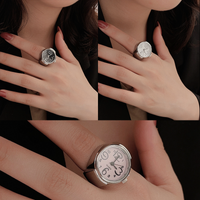 Casual Simple Style Clock Stainless Steel Alloy Plating Silver Plated Women's Open Rings main image 1
