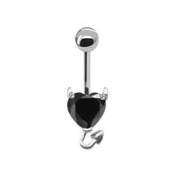 Hip-hop Letter Tree Balloon Stainless Steel Titanium Spray Paint Painted Inlay Crystal Rhinestones White Gold Plated Belly Ring main image 6