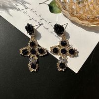 1 Pair Elegant Lady Cross Alloy Drop Earrings sku image 1