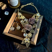 Exaggerated Shiny Flower Alloy Women's Earrings Necklace main image 1
