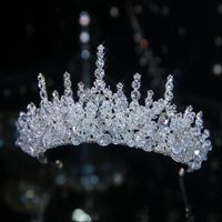 Prinzessin Königin Braut Krone Legierung Überzug Inlay Eingelegter Kristall Künstlicher Kristall Krone main image 1