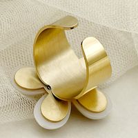 304 Stainless Steel 14K Gold Plated Sweet Commute Plating Flower Shell Open Rings main image 3