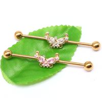1 Piece Preppy Style Simple Style Classic Style Animal Fruit Snowflake Plating Inlay Stainless Steel Titanium Zircon White Gold Plated Gold Plated Ear Studs main image 5