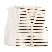 Women's Vest Sleeveless Tank Tops Button Simple Style Stripe main image 6