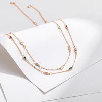 Simple Style Solid Color Copper Plating Chain Inlay Zircon Gold Plated Necklace main image 4