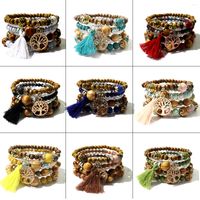 Wholesale Jewelry Bohemian Constellation Heart Shape Crown Arylic Alloy Wooden Beads Beaded Bracelets main image 1