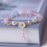 Wholesale Jewelry Sweet Heart Shape Flower Artificial Crystal Beaded Bracelets main image 1