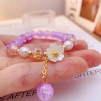 Wholesale Jewelry Sweet Heart Shape Flower Artificial Crystal Beaded Bracelets sku image 4