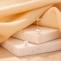 1 Pair Casual Round Plating Inlay Stainless Steel Imitation Pearl Pearl Zircon Gold Plated Ear Studs main image 4