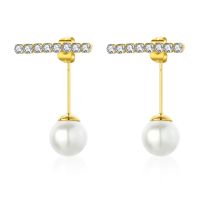 1 Pair Casual Round Plating Inlay Stainless Steel Imitation Pearl Pearl Zircon Gold Plated Ear Studs main image 2