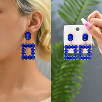1 Pair Elegant Luxurious Square Inlay Copper Alloy Glass Drop Earrings main image 6
