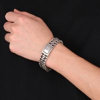 Retro Einfarbig Titan Stahl Polieren Männer Armbänder main image 10