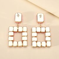 1 Pair Elegant Luxurious Square Inlay Copper Alloy Glass Drop Earrings main image 3