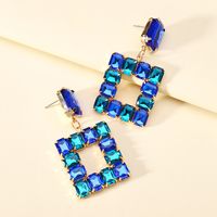 1 Pair Elegant Luxurious Square Inlay Copper Alloy Glass Drop Earrings main image 4