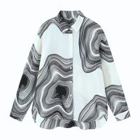 Women's Blouse Long Sleeve Blouses Printing British Style Stripe sku image 1