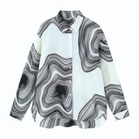 Women's Blouse Long Sleeve Blouses Printing British Style Stripe sku image 2