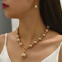 Streetwear Pearl Alloy Resin Beaded Women's Earrings Necklace main image 7