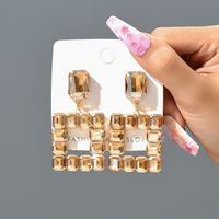 1 Pair Elegant Luxurious Square Inlay Copper Alloy Glass Drop Earrings sku image 10
