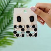 1 Pair Elegant Luxurious Square Inlay Copper Alloy Glass Drop Earrings sku image 7