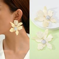 1 Pair Simple Style Flower Spray Paint Zinc Alloy Dangling Earrings main image 5