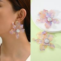 1 Pair Simple Style Flower Spray Paint Zinc Alloy Dangling Earrings main image 1