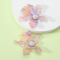 1 Pair Simple Style Flower Spray Paint Zinc Alloy Dangling Earrings sku image 1