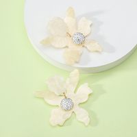 1 Pair Simple Style Flower Spray Paint Zinc Alloy Dangling Earrings sku image 2