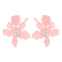 1 Pair Simple Style Flower Spray Paint Zinc Alloy Dangling Earrings sku image 3
