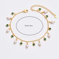 Simple Style Commute Heart Shape Pearl Plastic Copper Copper 18k Gold Plated Women's Anklet sku image 1