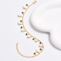 Simple Style Commute Heart Shape Pearl Plastic Copper Copper 18k Gold Plated Women's Anklet main image 4