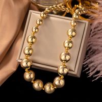 304 Stainless Steel Gold Plated Silver Plated Exaggerated Cool Style Plating Ball Necklace main image 7