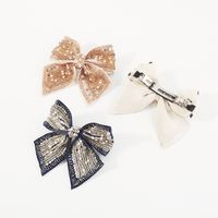 Sweet Commute Bow Knot Cloth Seed Bead Sequins Hair Clip main image 5