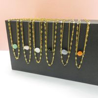 Modern Style Simple Style Geometric Natural Stone Titanium Steel Plating Layered Necklaces main image 3