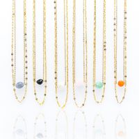 Modern Style Simple Style Geometric Natural Stone Titanium Steel Plating Layered Necklaces main image 6