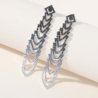 1 Pair Lady Streetwear Geometric Tassel Rhinestone Drop Earrings sku image 1