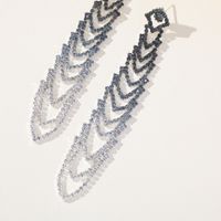 1 Pair Lady Streetwear Geometric Tassel Rhinestone Drop Earrings main image 5