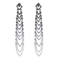1 Pair Lady Streetwear Geometric Tassel Rhinestone Drop Earrings main image 3